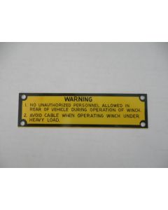 DATA PLATE WINCH WARNING M35/5TON