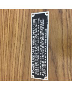 M809 WINCH DATA PLATE 11664401